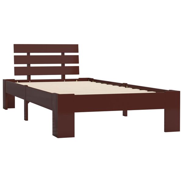 vidaXL Cadre de lit sans matelas marron fonc&eacute; bois pin massif 90x200cm