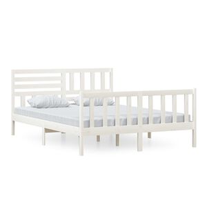 vidaXL Cadre de lit sans matelas blanc bois de pin massif