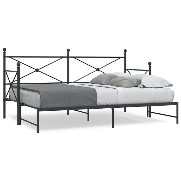 vidaXL Lit de jour et lit gigogne sans matelas noir 90x190 cm acier