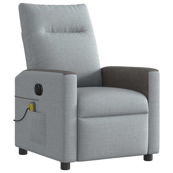 vidaXL Fauteuil de massage inclinable électrique gris clair tissu