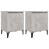 vidaXL Tables de chevet avec pieds en m&eacute;tal gris b&eacute;ton 40x30x50 cm