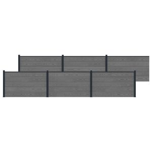 vidaXL Panneau de cl&ocirc;ture 6 pcs WPC et Aluminium Gris