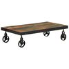 vidaXL Table basse roulettes bois de r&eacute;cup&eacute;ration massif 100x55x26 cm