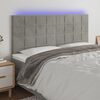 vidaXL T&ecirc;te de lit &agrave; LED Gris clair 200x5x118/128 cm Velours