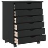 vidaXL Armoire roulante avec tiroirs MOSS noir bois de pin solide