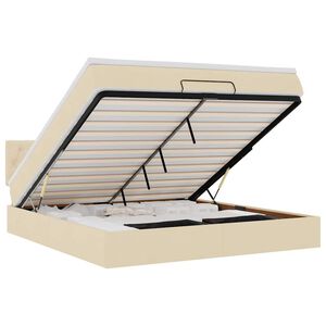vidaXL Lit ottoman avec matelas et LED cr&egrave;me 180x200cm tissu