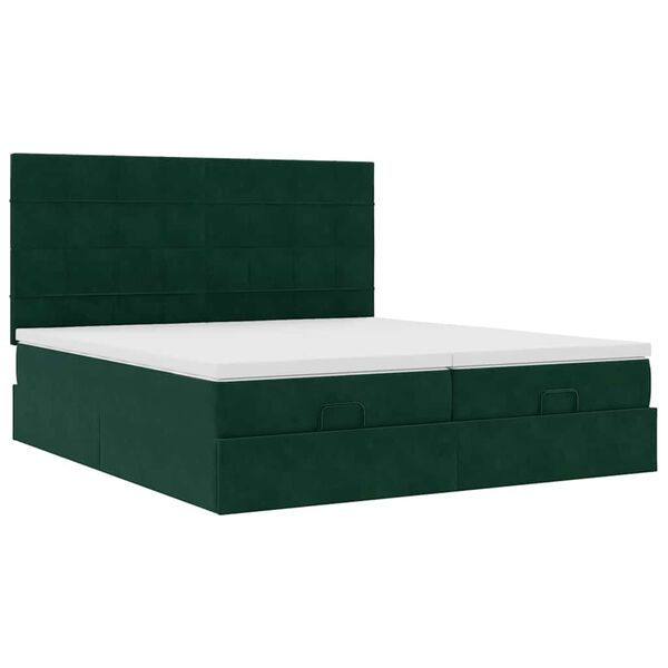 VidaXL Cadre de lit ottoman avec matelas vert fonc&eacute; 180x200cm velours