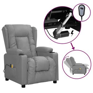 vidaXL Fauteuil de massage &eacute;lectrique Gris Similicuir