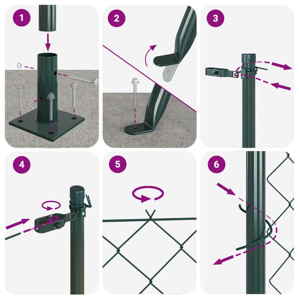 vidaXL Poteau de cl&ocirc;ture. Vert 10 x 1,5 m (maille 40 x 40 mm)