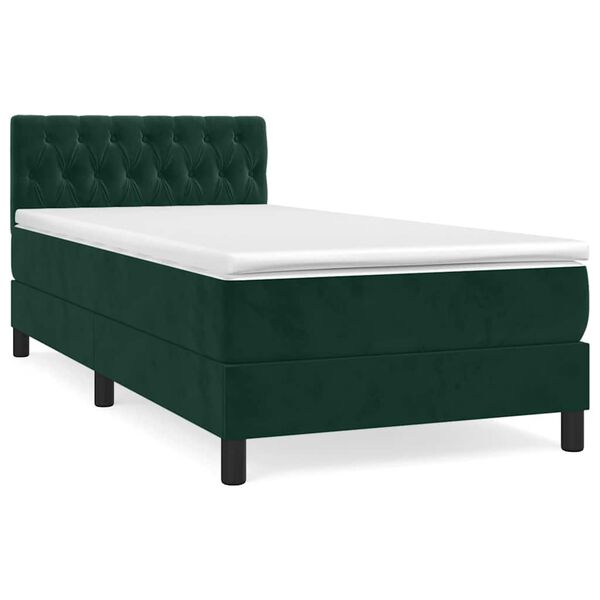 vidaXL Sommier &agrave; lattes de lit avec matelas Vert fonc&eacute; 90x190 cm