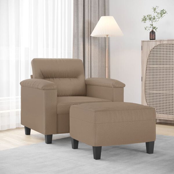 vidaXL Fauteuil avec repose-pied Cappuccino 60 cm Similicuir