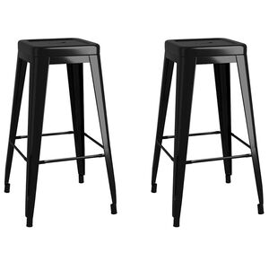 vidaXL Tabourets de bar empilables lot de 2 noir m&eacute;tal