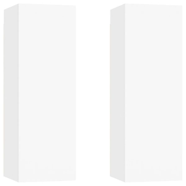 vidaXL Meubles TV 2 pcs Blanc 30,5x30x90 cm Bois d&rsquo;ing&eacute;nierie