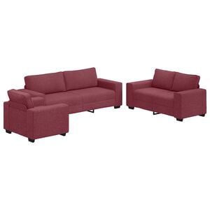 vidaXL Ensemble de canap&eacute; 3 pcs avec coussins en tissu rouge bordeaux