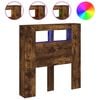 vidaXL T&ecirc;te de lit &agrave; LED ch&ecirc;ne fum&eacute; 100x18,5x103,5cm bois d'ing&eacute;nierie