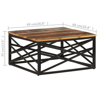 vidaXL Table basse 68x68x35 cm Bois de récupération massif