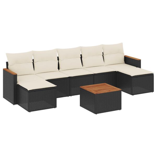 vidaXL Salon de jardin 8 pcs avec coussins noir r&eacute;sine tress&eacute;e