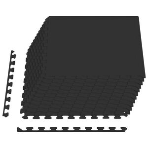 vidaXL Tapis de sol de piscine 12 pc Noir 4,32 m&sup2; Mousse EVA