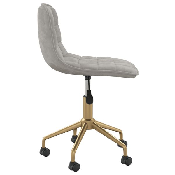 vidaXL Chaise pivotante de bureau Gris clair Velours