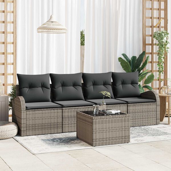 vidaXL Ensemble de canap&eacute; de jardin Gris 55 x 55 x 37 cm polyrotin