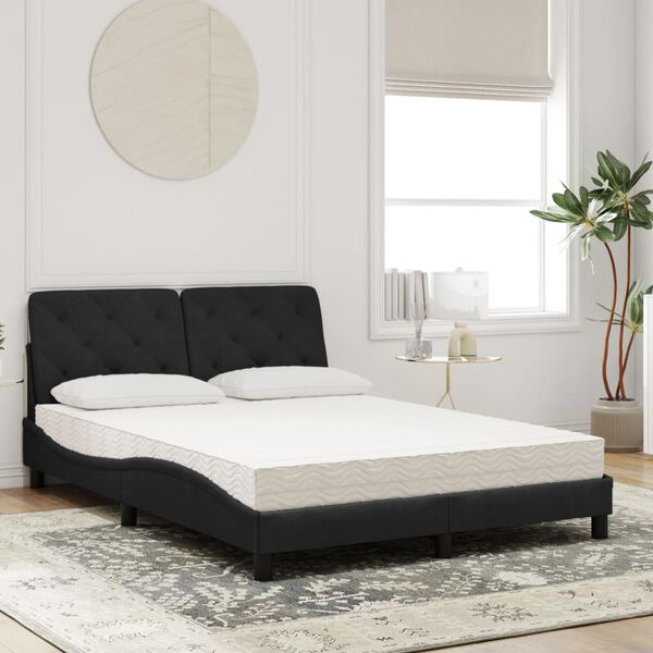 vidaXL Lit avec matelas noir 140x200 cm velours