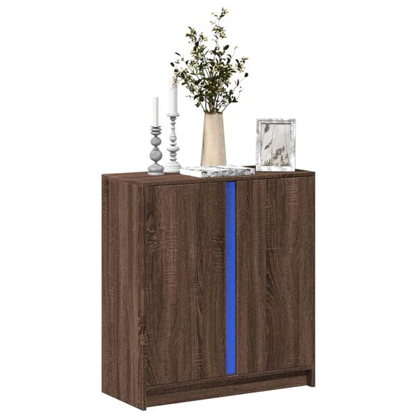 vidaXL Buffet avec LED ch&ecirc;ne marron 77x34x85 cm bois d'ing&eacute;nierie