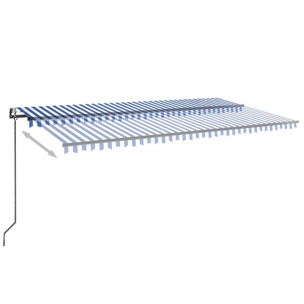 vidaXL Auvent automatique capteur de vent/LED 600x300 cm Bleu et blanc