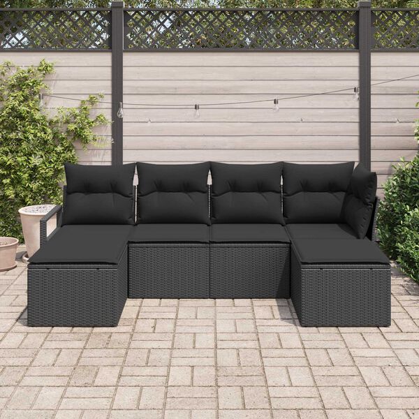vidaXL Ensemble de Canap&eacute;s avec coussin 6 pcs Noir polyrotin