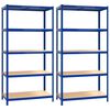 vidaXL &Eacute;tag&egrave;res &agrave; 5 niveaux 2pcs Bleu Acier et bois d'ing&eacute;nierie