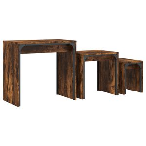 vidaXL Tables basses gigognes 3 pcs ch&ecirc;ne fum&eacute; bois d'ing&eacute;nierie