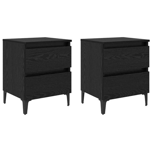 vidaXL Cabinet de chevet 2 pcs Ch&ecirc;ne noir 40 x 35 x 50 cm