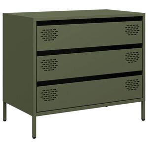 vidaXL Buffet vert olive 68x39x58,5 cm acier lamin&eacute; &agrave; froid