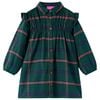 Robe pour enfants &agrave; manches longues et volants vert fonc&eacute; 116