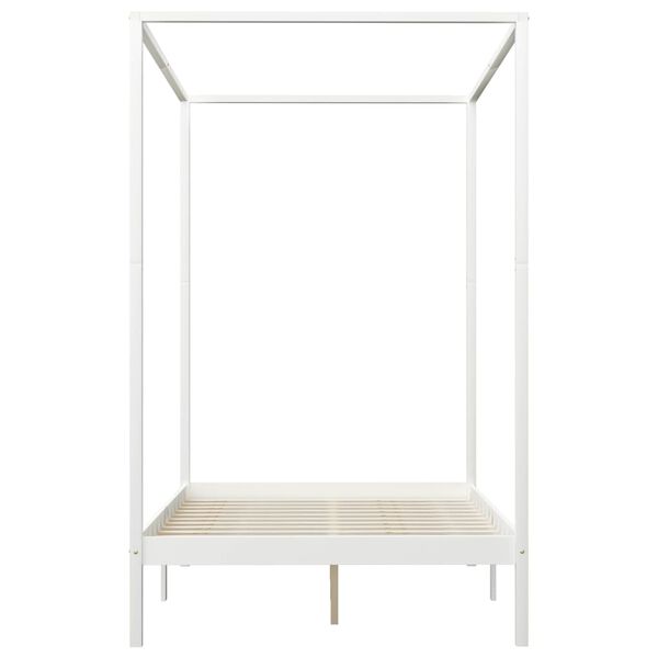 vidaXL Cadre de lit &agrave; baldaquin avec 4 tiroirs Blanc Pin 140x200 cm