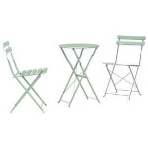 vidaXL Ensemble bistro pliant 3 pc &Eacute;cume de mer Acier