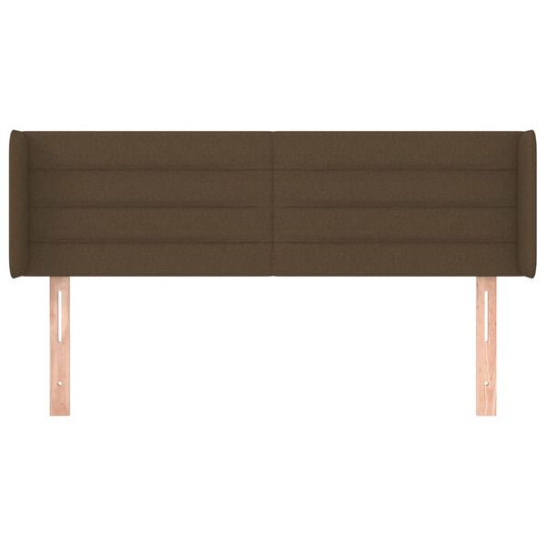 vidaXL T&ecirc;te de lit avec oreilles Marron Fonc&eacute; 147x16x78/88 cm Tissu