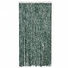 vidaXL Rideau anti-mouches vert et blanc 100x200 cm chenille