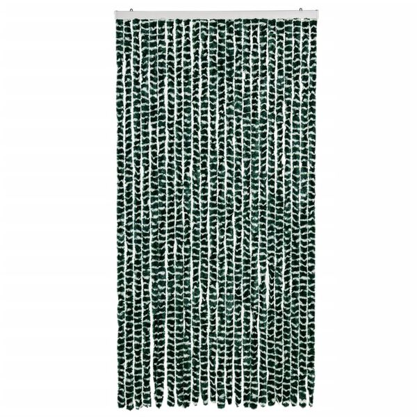 vidaXL Rideau anti-mouches vert et blanc 100x200 cm chenille