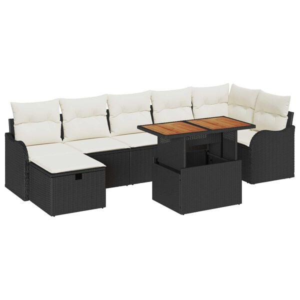 vidaXL Ensemble de canap&eacute; de jardin 8 pcs Noir Poly rotin