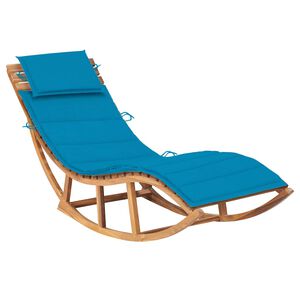 vidaXL Chaise longue &agrave; bascule avec coussin Bois de teck solide