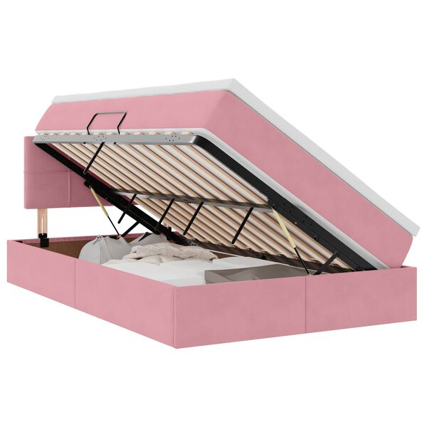 vidaXL Lit de Rangement avec matelas Rose 120 x 200 cm Velours