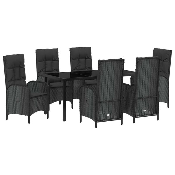 vidaXL Ensemble de salle &agrave; manger pour jardin 7 pcs Noir polyrotin