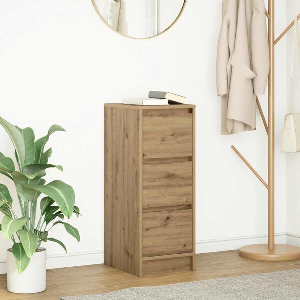 vidaXL Buffet ch&ecirc;ne artisanal 29,5x34x76 cm bois d'ing&eacute;nierie