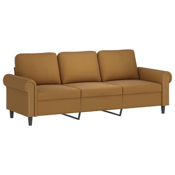 vidaXL Canap&eacute; &agrave; 3 places avec repose-pieds Marron 180 cm Velours