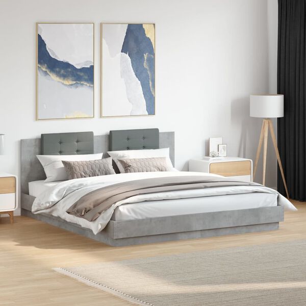 vidaXL Cadre de lit sans matelas gris b&eacute;ton 160x200 cm