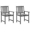 vidaXL Chaises de jardin et coussins lot de 2 Gris Bois acacia massif