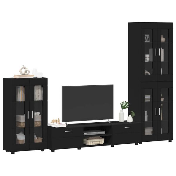 vidaXL Ensemble meuble TV avec tiroir FLORIN Noir Bois d'ing&eacute;nierie