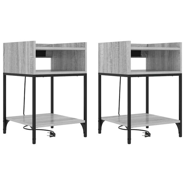 vidaXL Cabinet de chevet 2 pcs Gris Sonoma 40 x 40 x 61 cm