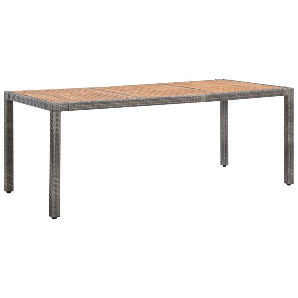 vidaXL Table de jardin Gris 190x90x75cm R&eacute;sine tress&eacute;e et acacia