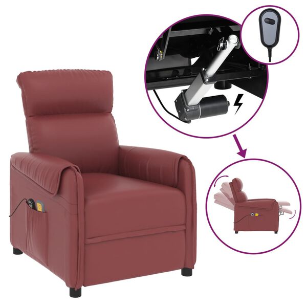 vidaXL Fauteuil de massage électrique Rouge bordeaux Similicuir